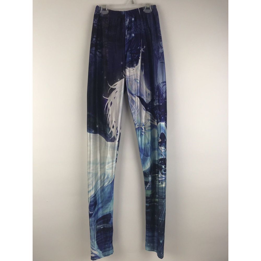 Unicorn Print Galaxy Space Blue Leggings Athleisure XS